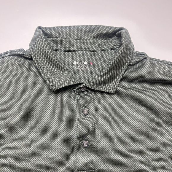 Untuckit 2XL Men’s 3/4 Button Pullover Longseelve Green Casual Cotton Golf Geo - Picture 3 of 8